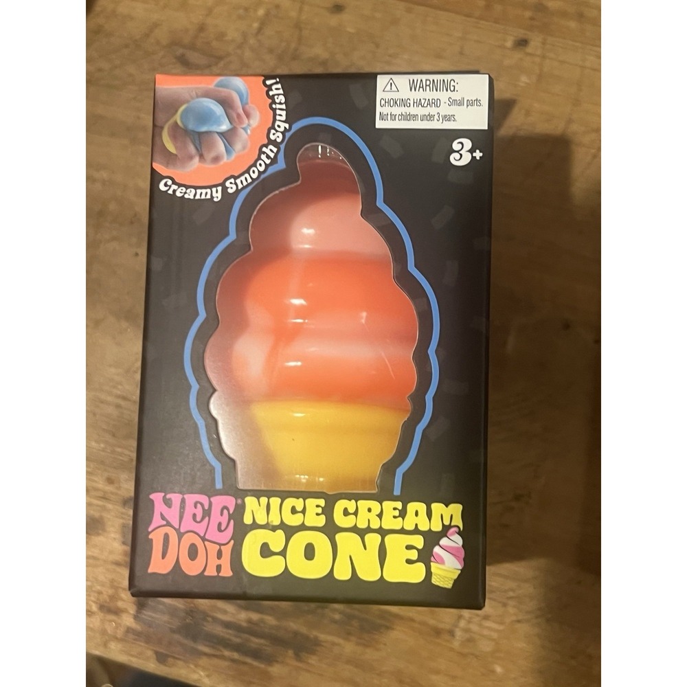 Needoh Nice Cream Cone Orange Swirl Squishy Sensory Fidget Toy